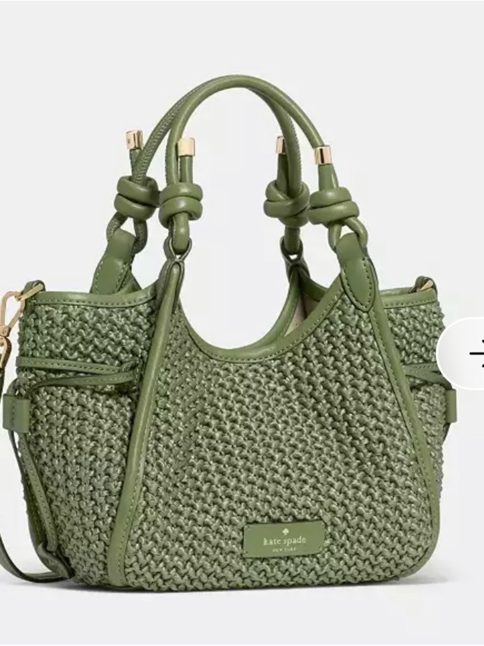 kate spade Olive Mini Straw cedar Stan stash bag NWT - Picture 2 of 12